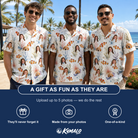 Friends in matching Men's Clownfish Comedy Custom Face Hawaiian Shirt — a group gift photo