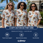 Friends in matching Women's Clownfish Comedy Custom Face Hawaiian Shirt — a group gift photo