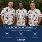 Friends in matching Men's Clownfish Comedy Custom Face Polo Shirt — a group gift photo