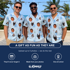 Friends in matching Men's Tentacle Tickle Custom Face Hawaiian Shirt — a group gift photo