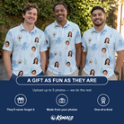 Friends in matching Men's Tentacle Tickle Custom Face Polo Shirt — a group gift photo