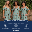 Friends in matching Women's Jelly Jaunt Custom Face Off-Shoulder Dress — a group gift photo