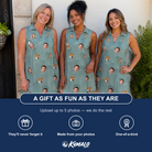 Friends in matching Women's Jelly Jaunt Custom Face V-Neck Dress — a group gift photo