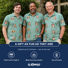Friends in matching Men's Jelly Jaunt Custom Face Polo Shirt — a group gift photo