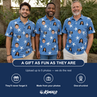 Friends in matching Men's Starfish Swerve Custom Face Polo Shirt — a group gift photo
