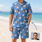 Man wearing Men's Starfish Swerve Custom Face Shirt & Shorts Set — custom faces printed all-over