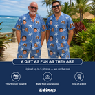 Friends in matching Men's Starfish Swerve Custom Face Shirt & Shorts Set — a group gift photo