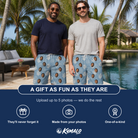 Friends in matching Men's Polyp Parade Custom Face Beach Shorts — a group gift photo