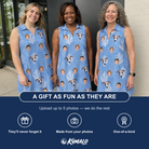 Friends in matching Women's Polyp Parade Custom Face V-Neck Dress — a group gift photo