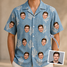 Man wearing Men's Polyp Parade Custom Face Hawaiian Shirt — custom faces printed all-over