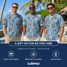 Friends in matching Men's Polyp Parade Custom Face Hawaiian Shirt — a group gift photo