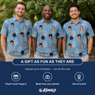 Friends in matching Men's Polyp Parade Custom Face Polo Shirt — a group gift photo