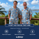 Friends in matching Men's Polyp Parade Custom Face Shirt & Shorts Set — a group gift photo