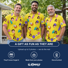 Friends in matching Men's Nacre Nonsense Custom Face Polo Shirt — a group gift photo