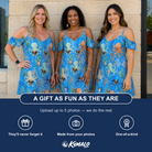 Friends in matching Women's Octopus Ocean Custom Face Off-Shoulder Dress — a group gift photo