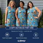 Friends in matching Women's Octopus Ocean Custom Face V-Neck Dress — a group gift photo