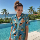 Real-life photo of someone wearing Women's Octopus Ocean Custom Face Hawaiian Shirt — custom faces printed all-over