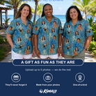 Friends in matching Women's Octopus Ocean Custom Face Hawaiian Shirt — a group gift photo