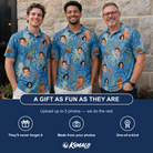 Friends in matching Men's Octopus Ocean Custom Face Polo Shirt — a group gift photo
