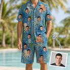 Man wearing Men's Octopus Ocean Custom Face Shirt & Shorts Set — custom faces printed all-over