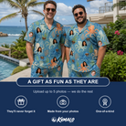 Friends in matching Men's Octopus Ocean Custom Face Shirt & Shorts Set — a group gift photo