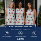 Friends in matching Women's Salmon Soiree Custom Face V-Neck Dress — a group gift photo