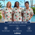Friends in matching Women's Salmon Soiree Custom Face Hawaiian Shirt — a group gift photo
