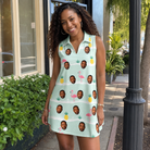 Real-life photo of someone wearing Women's Bromeliad Ballet Custom Face V-Neck Dress — custom faces printed all-over