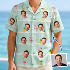 Man wearing Men's Bromeliad Ballet Custom Face Hawaiian Shirt — custom faces printed all-over