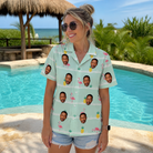 Real-life photo of someone wearing Women's Bromeliad Ballet Custom Face Hawaiian Shirt — custom faces printed all-over