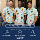Friends in matching Men's Bromeliad Ballet Custom Face Polo Shirt — a group gift photo