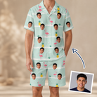Man wearing Men's Bromeliad Ballet Custom Face Shirt & Shorts Set — custom faces printed all-over