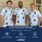 Friends in matching Men's Cerise Sashay Custom Face Polo Shirt — a group gift photo