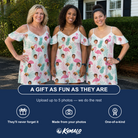 Friends in matching Women's Long-Legged Luau Custom Face Off-Shoulder Dress — a group gift photo