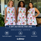 Friends in matching Women's Long-Legged Luau Custom Face Tank Dress — a group gift photo