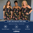 Friends in matching Women's Flocktail Hour Custom Face Off-Shoulder Dress — a group gift photo