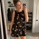 Real-life photo of someone wearing Women's Flocktail Hour Custom Face Tank Dress — custom faces printed all-over