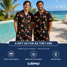 Friends in matching Men's Flocktail Hour Custom Face Shirt & Shorts Set — a group gift photo