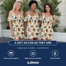 Friends in matching Women's Flamboyance Dance Custom Face Off-Shoulder Dress — a group gift photo