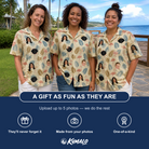 Friends in matching Women's Flamboyance Dance Custom Face Hawaiian Shirt — a group gift photo