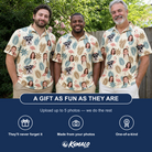 Friends in matching Men's Flamboyance Dance Custom Face Polo Shirt — a group gift photo