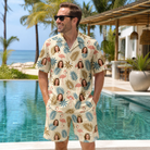 Real-life photo of someone wearing Men's Flamboyance Dance Custom Face Shirt & Shorts Set — custom faces printed all-over