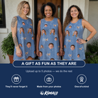 Friends in matching Women's Midcentury Mirage Custom Face Tank Dress — a group gift photo