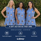 Friends in matching Women's Midcentury Mirage Custom Face V-Neck Dress — a group gift photo