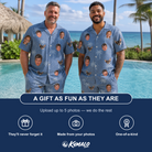 Friends in matching Men's Midcentury Mirage Custom Face Shirt & Shorts Set — a group gift photo