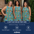 Friends in matching Women's Bamboo Boogie Custom Face Tank Dress — a group gift photo