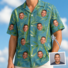 Man wearing Men's Bamboo Boogie Custom Face Hawaiian Shirt — custom faces printed all-over