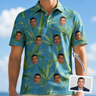 Man wearing Men's Bamboo Boogie Custom Face Polo Shirt — custom faces printed all-over