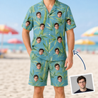 Man wearing Men's Bamboo Boogie Custom Face Shirt & Shorts Set — custom faces printed all-over