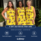 Friends in matching Women's Nutty Nectar Custom Face V-Neck Dress — a group gift photo